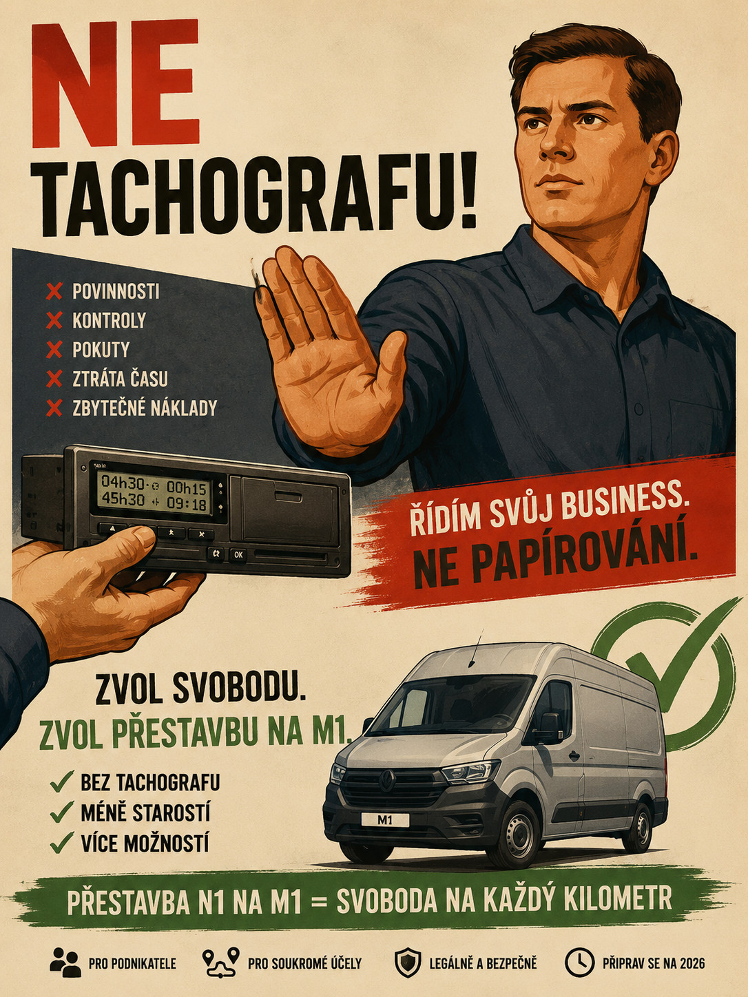 Přestavba z N1 na M1: kdy může dodávka jezdit bez tachografu