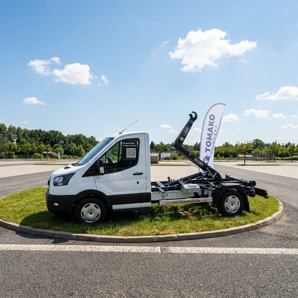 Ford Transit 4x4 hákový nosič, boční profil se zdviženým hákem